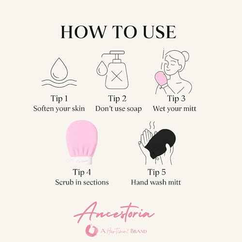 Ancestoria Korean Exfoliating Gloves for Shower, Pink and Black, 2-Pack, Deep Exfoliating Mitts for Body, Reusable and Chemical-Free, A HerTime2 Brand