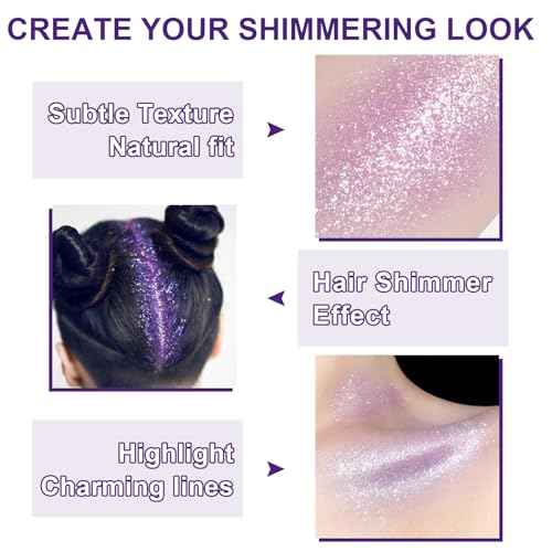 Hair and Body Glitter Spray, 1PC Sparkling Purple Hair Glitter Extra Fine Face Shimmer Powder for Clothes, Festival Loose Sparkle Powder for Rave Clothes Nail Art Easter Halloween Crafts (Purple)
