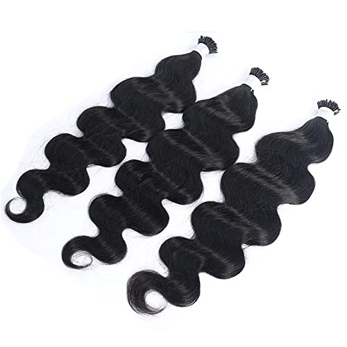 I Tips Body Wave Microlink Human Hair Extensions Brazilian 100% Real Human Hair Bundles Itips Micro Beads Body Wave Bulks Pre Bonded Keratin Stick Tipped Hair Extensions 100 Strands 100g 16"