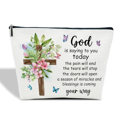 Inspirational Christian Gifts for Women Her - Religious Gifts for Women - God Is Saying to You Today Makeup Bag Cosmetic Bag