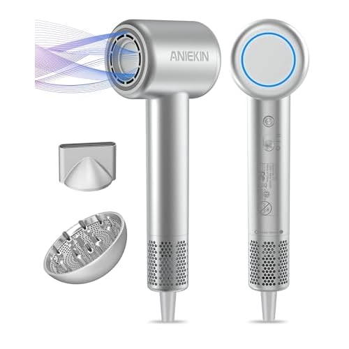Hair Dryer, High-Speed Ionic Low Noise Blow Dryer for Fast Drying, Birthday Christmas Gifts for Women Men Mom Dad, Thermo-Control Quiet Compact Hair Blow Dryer for Travel Salon, Silver