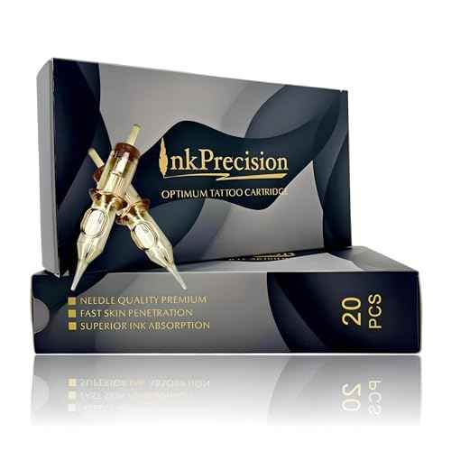Optimum Tattoo Cartridge - Inkprecision 1RL Round Liner Needles for Permanent Makeup & Tattooing, 0.25mm Long Taper, Disposable Needle Cartridges for Rotary Pen Tattoo Gun Supplies, 20 Cnts (0801RL)