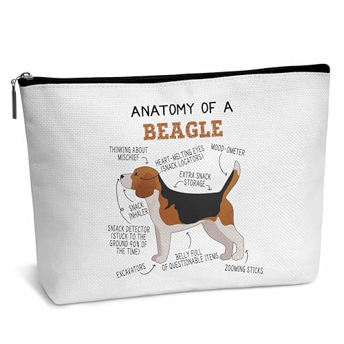Beagle Lover Gift Anatomy Of A Beagle Makeup Bag Dog Lover Gifts Birthday Christmas Graduation Gifts for Animal Lover Dog Lover Woman Girl Mom Daughter Travel Bag-A03