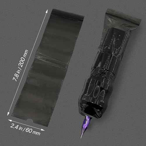 300pcs Tattoo Machine Covers Sealable Type - Black 2.4¡¿8 Inch Tattoo Pen Covers Bags Sleeves for Cartridge Machine - Professional Tattoo Supplies & Accessories (Black (2.4¡¿8 inch))