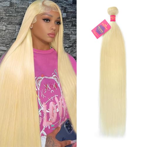 613 Bundle Human Hair 28 Inch Straight Blonde 1 Bundle Human Hair 14A Grade 100% Unprocessed Brazilian Virgin 613 Straight 1 Bundle