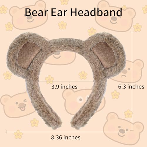 Brown Bear Ear Headband Halloween Cosplay Plush Short Fur Animal Ears Christmas Party Costume for Women (bear ear)