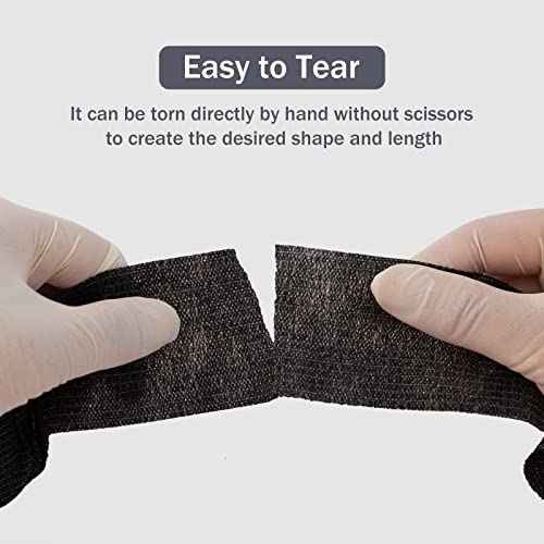 EZ Tattoo Grip Tape - 24PCS (1inch x 5 Yard) Black Self Adhesive Bandage for Wrist & Ankle Sprain Swelling, Disposable Roll Tattoo Grip Tube Tape for Tattoo Machine and Tattoo Supplies Pet Bandage