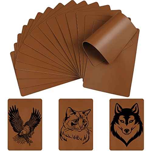 Frienda 20 Pcs 8.7'' X 5.7'' Fake Tattoo Skin, 1.5 mm Double Sides Blank Tattoo Practice Skin Sheet for Microblading Eyebrow Beginners Experienced Artist, Brown