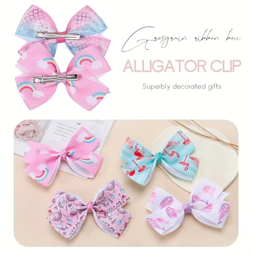 20PCS 5 Inch Hair Bows for Girls Alligator Clips Grosgrain Ribbon Heart Rainbow Big Bows Clips Hair Barrettes Accessories for Little Girls Kids Toddlers Teens
