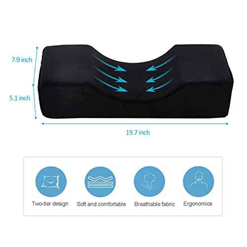 Comfortable Eyelash Extension Neck Pillow,Memory Foam Neck Contour Pillow for Sleeping Support,Beauty Salon Lash Grafting Pillow,Removable Black Velvet Cervical Pillow