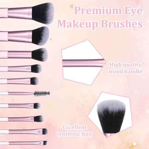 10 Pcs Mini Travel Makeup Brush Set With Pouch Pink Portable Travel Makeup Brushes Professional Cosmetic Brush Travel-Essentials kits for Women Girls Brushes Blush Powder Eye Shadow