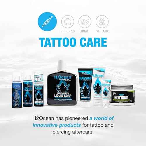 H2Ocean Ultimate Tattoo Care Kit for a Faster Heal - Tattoo Skincare Regimen - 1.7 oz Blue Green Foam Soap, 2.5 oz Ocean Care Skin Moisturizing Cream & 2 oz Ocean Foam Skin Moisturizing Soap