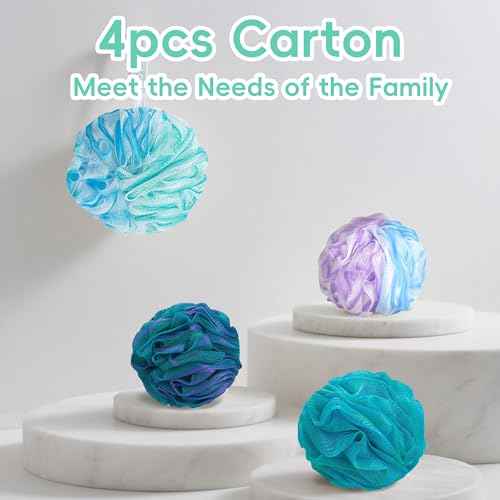 Loofah 4 Pack 75g Extra Large Loofa Set Soft Bath Sponge Thick Body Wash Puffs for Shower