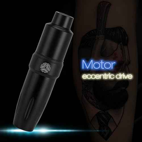 Cartridge Tattoo Machine Kit, ATOMUS Pen Rotary Tattoo Machine with Power Supply 8 Bottles Tattoo Inks 20 Mixed Cartridge Needles Foot Pedal RCA Clip Cord Power Cable (Black)