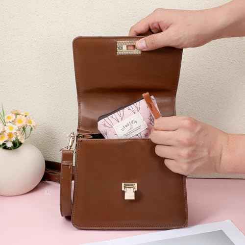 Mini Makeup Bag, 4 Pcs Linen Floral Small Makeup Bag for Purse Portable Small Zipper Pouch Cute Fabric Mini Cosmetic Bags for Women Girls Home Travel Lipstick Coin Cards Storage (4 Style)