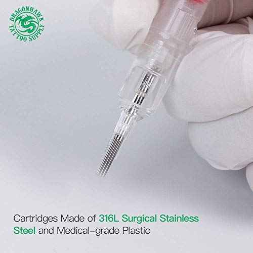 Dragonhawk Extreme Tattoo Needles - 20PCS Disposable Round Liner Cartridges 1201RL Professional Needles for Lining Work Fits Most Tattoo Machines
