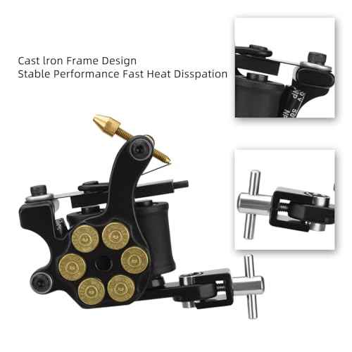 Coil Tattoo Machine Gun 10 Wraps Alloy Tattoo Coils Machine Liner Shader Guns for Tattoo Artists Beginners (Black)
