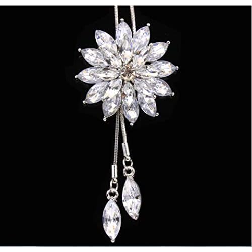 Cathercing Rhinestone Lotus Floral Pendant Long Necklace for Women Sweater Chain Statement Necklace Choker Adjustable Elegant Jewelry Accessories Dressy Collocation Winter Evening Party Wedding