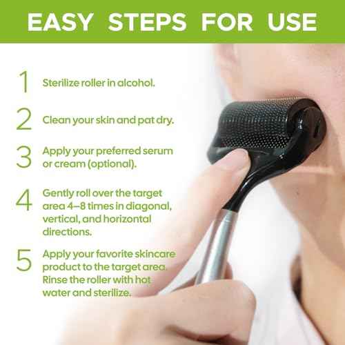 Ultra Wide Titanium Derma Roller for Face Hair Beard Scalp Skin Body Metal Handle 1200 Microneedling roller for Women and Men 0.25mm