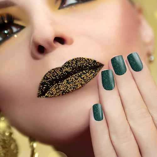 DANNEASY 16 Sheets Green Nail Wraps for Women Full Nail Polish Stickers Fresh Color Self Adhesive Nail Polish Strips Glitter Nail Strips Gel Fingernail Sticker Nails with File, Cuticle Stick