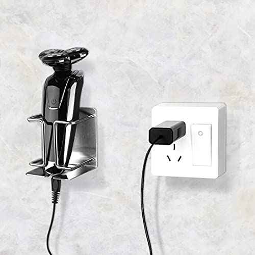 Linkidea Electric Razor Holder Wall Mount, Razor Hanger, Stainless Steel Electric Shaver Bathroom Holder Compatible with Philips Shaver 2400, Norelco Series 9, Series 7 (Silver)