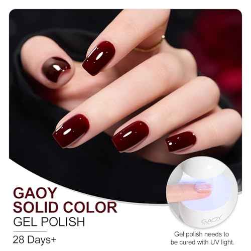 GAOY Dark Red Gel Nail Polish, 16ml Soak Off Gel Polish, UV Light Cure for Nail Art DIY Manicure at Home, 2387 Alluring Wine