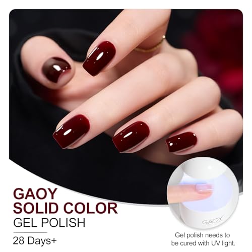 GAOY Dark Red Gel Nail Polish, 16ml Soak Off Gel Polish, UV Light Cure for Nail Art DIY Manicure at Home, 2387 Alluring Wine