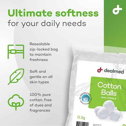 Dealmed Cotton Balls for Face, Makeup & Nail Polish Remover, Medical Uses, & DIY Crafts | Non-Sterile Bulk Pack | Resealable Zip-Locked Bag | 100% Pure Cotton - Soft, Absorbent, Gentle (500 per Bag)