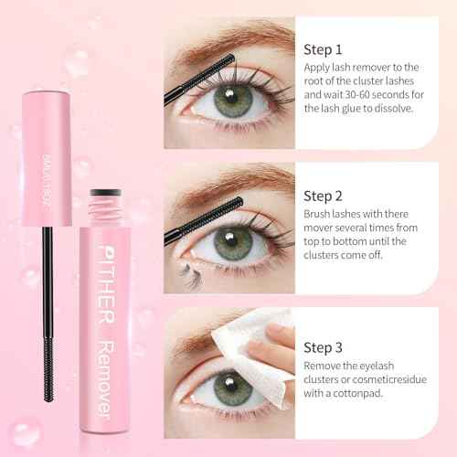 Lash Remover for Lash Extensions 10ml, Eyelash Glue Remover Self-Use at Home DIY Eyelash Extension Remover Non-irritating Soothing Oil Texture Lash Clusters Clear Remover PITHER