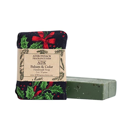 ADK Balsam & Cedar All Natural Soap Bar 2oz., Handmade Vegan Olive Oil Body Soap for Dry and Sensitive Skin, Moisturising for Men, Women & Babies, Produced in the USA