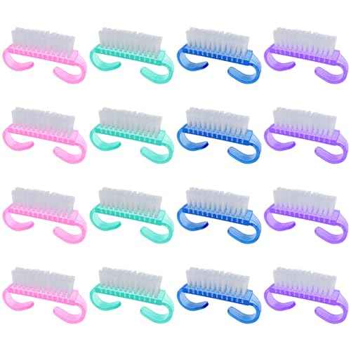 16 Pack Handle Grip Nail Brushes, Travel Size Fingernail Brush, Mini Hand Scrub Cleaning Brushes for Nails and Toes
