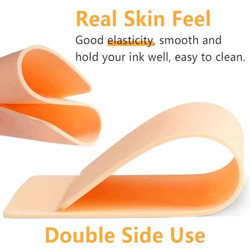 3MM Tattoo Fake Skin Grip Tape Wrap - Tattoo Skin Practice Kit 4Pcs 7.4" x 5.6" Silicone Tattoo Practice Skins and 12Pcs Tattoo Machine Wrap Tattoo Supplies and Equipment