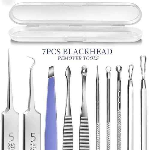 Teenitor Blackhead Remover Tools, Pimple Popper Tool Kit, Ingrown Hair Tweezers, Blackhead Extractor Pimple Extractor Ingrown Hair Removal Kit, Black Head Remover for Face