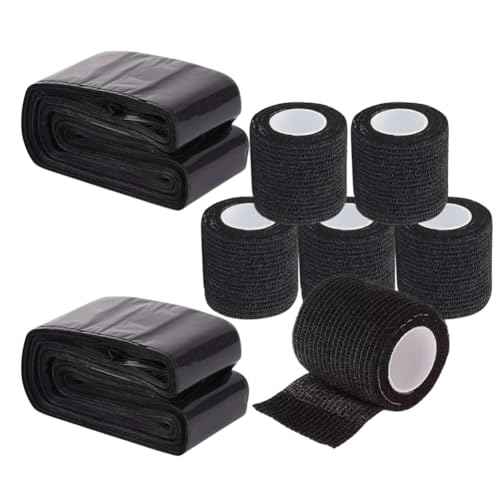 200pcs Tattoo Clip Cord Covers with 6pcs Black Disposable Adhesive Bandage Grip Tape - Easy-to-Use Dustproof and Dirt-Proof Tattoo Machine Supplies
