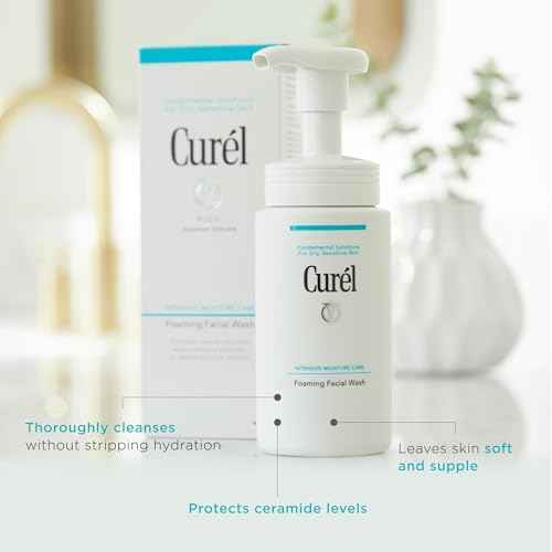 Curel Japanese Skin Care Foaming Facial Wash, Face Wash for Dry, Sensitive Skin, Cleanses and Protects Natural Ceramides, pH Balanced, Fragrance & Alcohol Free Facial Cleanser, Step 2 of 2, 5 Fl Oz