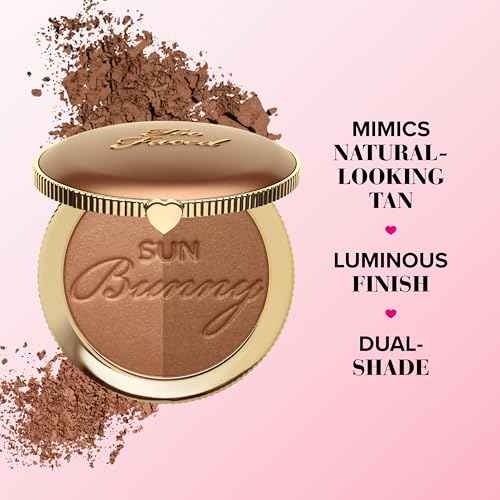 Too Faced Sun Bunny Bronzer | Buildable Luminous Glow for Sun-Kissed Finish + Cruelty Free, 0.28 Ounce