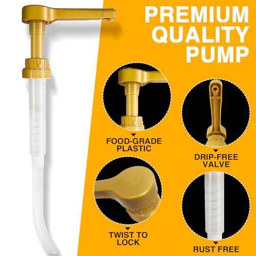 2Pcs Gold Sauce Pump Dispenser for 64 oz Chocolate Pumpkin Caramel Sauce Bottles, Reusable Large 15CC Syrup Pump Dispenser for Vanilla Mocha Sauces