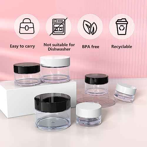 Travel Size Containers for Toiletries, 3 Size 0.17/0.5/1 OZ Small Cosmetic Jars for Makeup Face Creams Moisturizer Lotion, with 2 Pieces Mini Spatulas for Gift (6 Pieces)