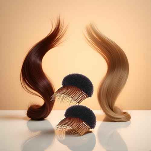 2pcs Brown Women Soft Sponge Foam Hair,Clip Hair Comb Braid Tool Styling Accessories,Base Inserts Bump Up Hair Pads Styling Stick Bun Maker Braid Tool Barrettes