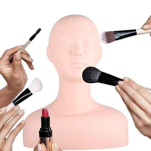 YFSAN Esthetics Mannequin Head with Shoulders, Multi Function Massage Makeup Practice Soft Mannequin Head Model Wig Hat Display