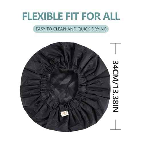 Years calm Reusable Waterproof Shower Caps for Women, Hair Caps for Showers, Double-Layer Elastic Design, for All Hairstyles, Travel-Friendly (black)