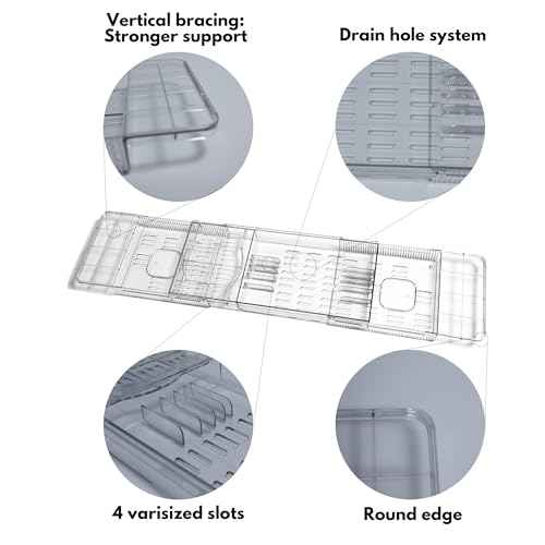 Expandable Bathtub Tray for Tub, Clear & Easy Maintenance Acrylic Material, Bath Organizer for Relaxing Spa, Fits Most Bathtubs and Bathroom D?cor Style, Bath Tub Caddy Tray for Women