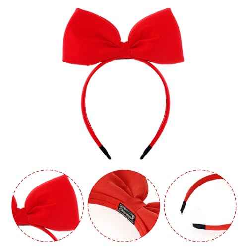 2Pcs Big Red Bow Headband Women Girls Cute Princess Hair Accessories for Halloween Costume Christmas Party