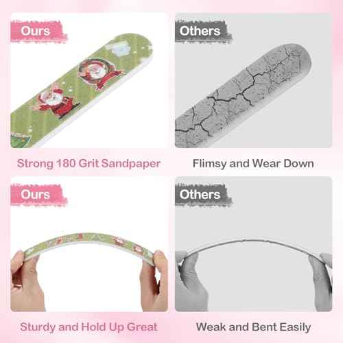 12Pcs Nail Files, Colorful Random Pattern Emery Boards for Nails, Christmas Double Sided Reusable Manicure Pedicure Tools, Fingernail Files for Women Girls Natural & Acrylic Nails