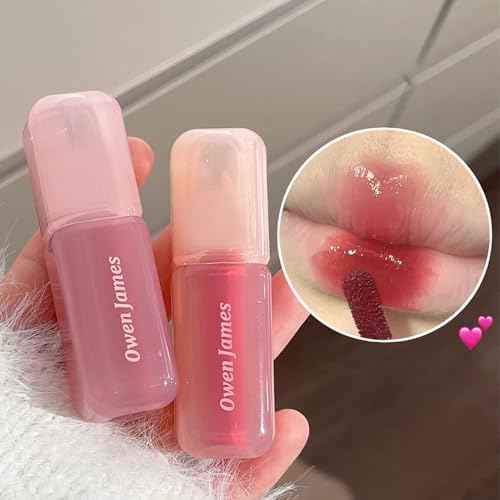 Dulele 4PCS Jelly Lip Gloss Hydrating Lip Glaze, Glossy Plumping Lipgloss Waterproof Non-Stick Cup Tinted Lip Balm, Mirror Finish Liquid Lipstick for Women and Girls