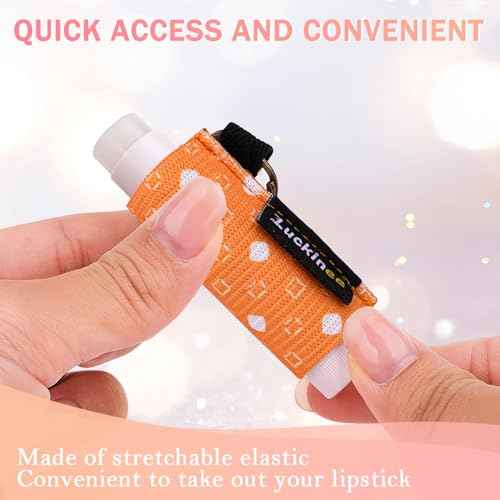 3PCS Lip Balm Holder Keychain Print Chapstick Holder Key chain Lipstick Holder Lip Gloss Sleeve -Tight Elastic Holder Sleeve for Fat and Slim Lip Balms