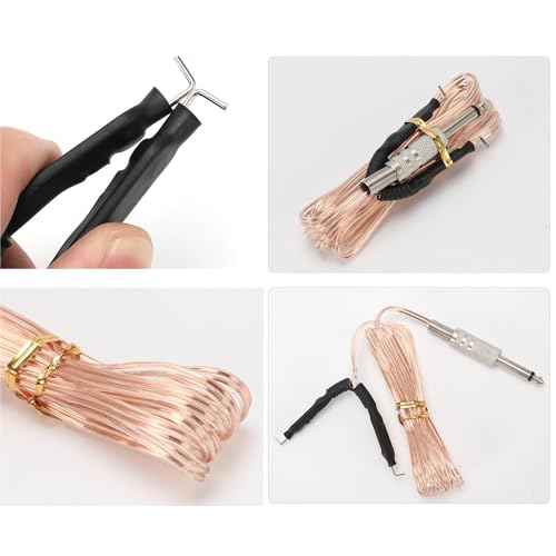 2 Pack Tattoo Clip Cord 1.8M 6FT Hook Power Supply Line Cable Cords Adapter 6.35mm 1/4 Plug Connection For Tattoo Machine Equipment Gun Spare Parts Accessory Transparent + Black