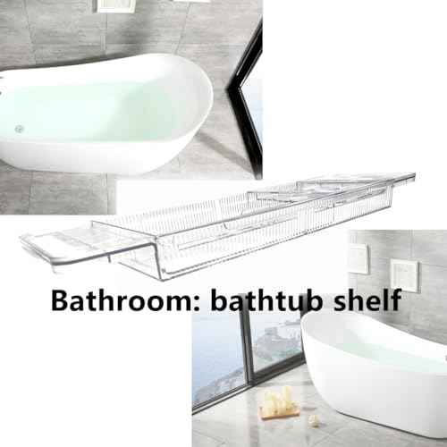 Adjustable Bathtub Tray - Transparent Acrylic Expandable Bath Shelf, Spa Caddy Tray for Relaxing Reading, Wine Glass, Women Luxurious Bathtub Accessories