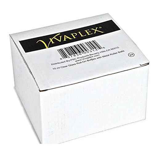 Vivaplex, 24, Clear, 10 ml Glass Roll-on Bottles with Stainless Steel Roller Balls. 3-3 ml Droppers included