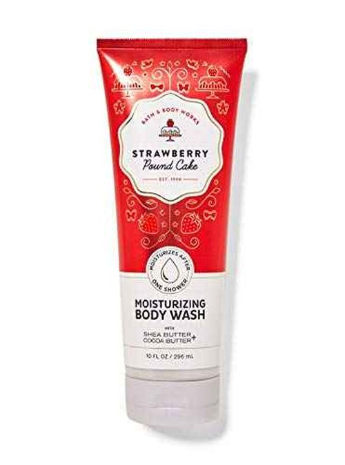Bath & Body Works Skin Care Bundle Strawberry Pound Cake Wash Mist Cream Shower Gel and Lotion Full Size